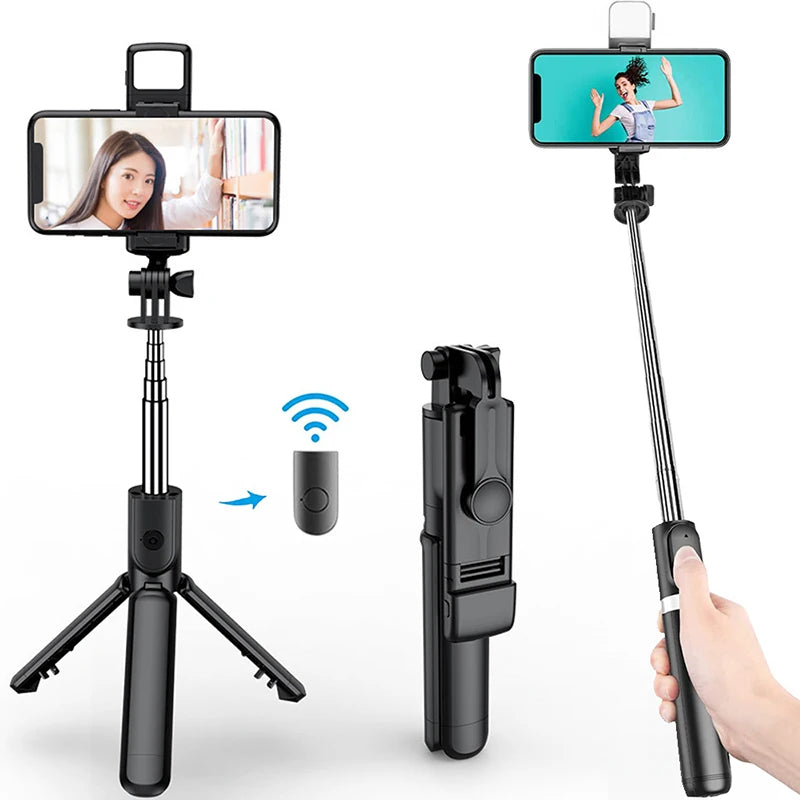 New Bluetooth Selfie Stick, Mobile Phone Holder, Multifunctional Portable Retractable Mini Tripod with Wireless Remote Shutter