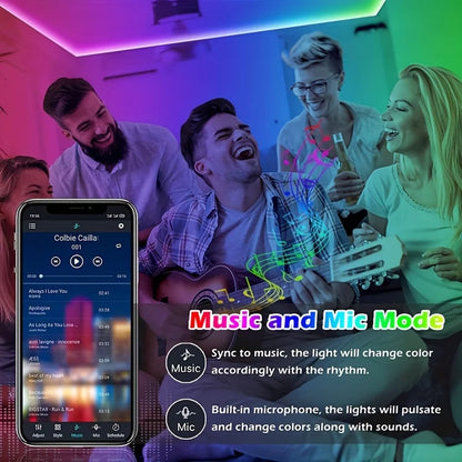 Tira de Luces LED RGB con Control por App – 1M a 40M, USB 5V, Multicolor para Habitación