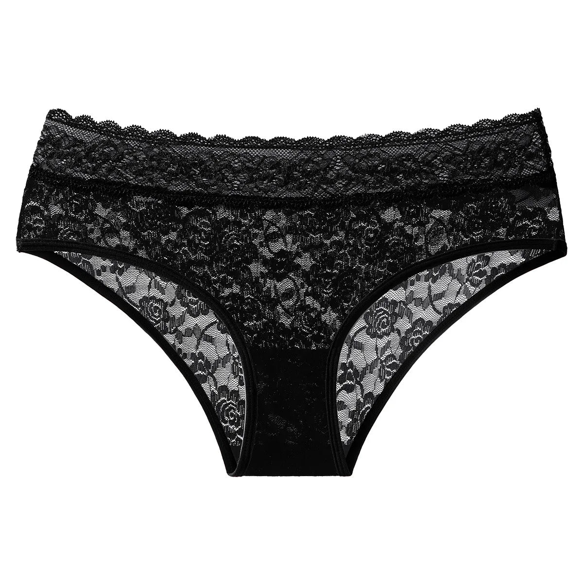 1 Uds. Bragas sexis de encaje Floral de retazos para mujer, calzoncillos femeninos cómodos y transpirables de cintura media, bragas de lencería Sexy elegantes