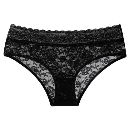 1 Uds. Bragas sexis de encaje Floral de retazos para mujer, calzoncillos femeninos cómodos y transpirables de cintura media, bragas de lencería Sexy elegantes