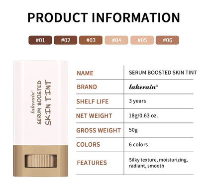 New Serum Balm, skin tint boosted, silky texture, hydrating coverage, plumping, even skin tone, best stick foundation, travel makeup