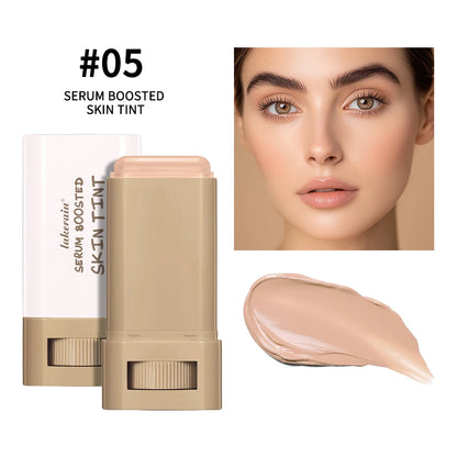 New Serum Balm, skin tint boosted, silky texture, hydrating coverage, plumping, even skin tone, best stick foundation, travel makeup