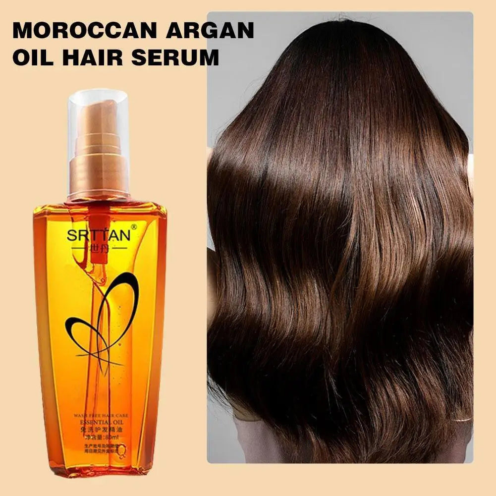 Suero para el cabello con aceite de argán marroquí, niebla de aceite ligera para el cabello para puntas abiertas, cabello rizado y malabarros, reparación de aceite para el cabello, brillo brillante