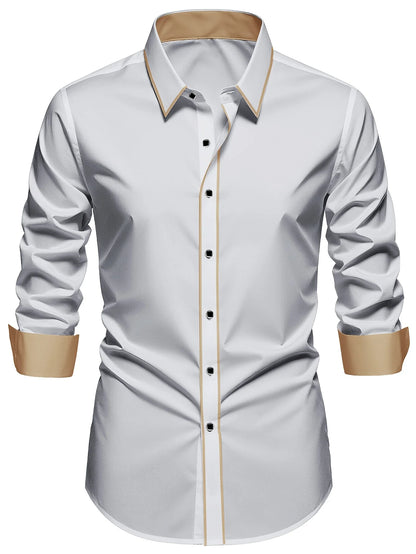 2025 nueva camisa de retazos para hombre, moda de lujo, manga larga, inteligente, informal, esmoquin para las cuatro estaciones, camisas microelásticas para hombre