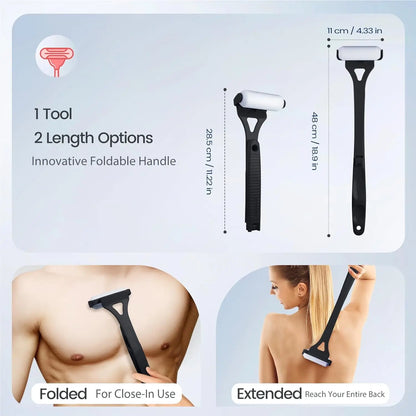 Aplicador de Loción y Protector Solar para Espalda – Mango Largo Plegable con 2 Cabezales