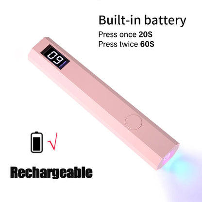 LINMANDA Mini Handheld UV Nail Light for Gel Nails Portable UV Nail Lamp Rechargeable LED Nail Lamp for Nails Desktop Holder for Nail Art