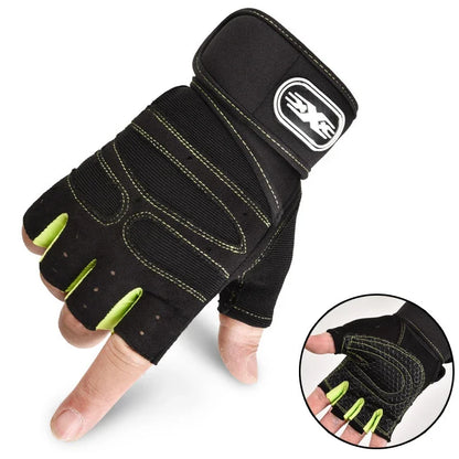 Guantes de Gimnasio Unisex con Soporte de Muñeca – Medio Dedo para Pesas, Ciclismo y Culturismo