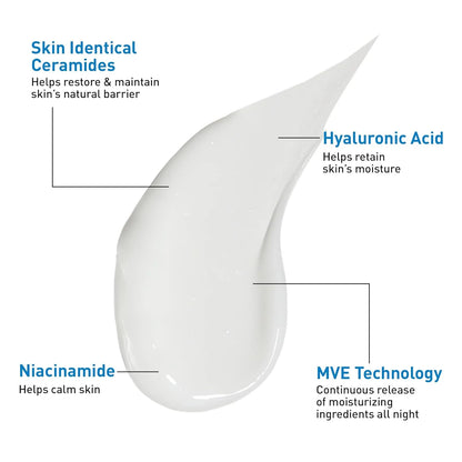 CeraVe PM Loción Facial Sin Aceite 3oz – Ácido Hialurónico y Niacinamida