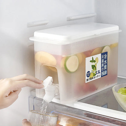3.5L Water Dispenser with Spigot, Cold Juice Lemonade Beverage Bucket, Liquid Storage Tank, Refrigerator Organizers for Outdoor