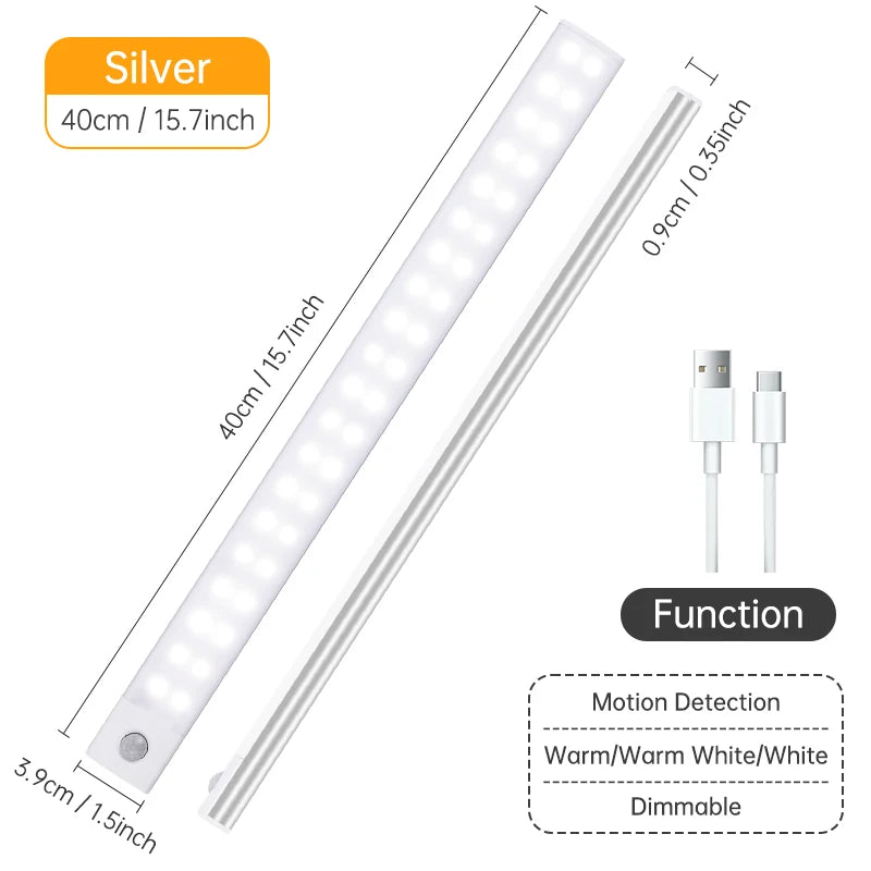 Wireless LED Night Light with Motion Sensor, USB Rechargeable Night Lamp for Wardrobe, Under Cabinet Lighting for Kitchen