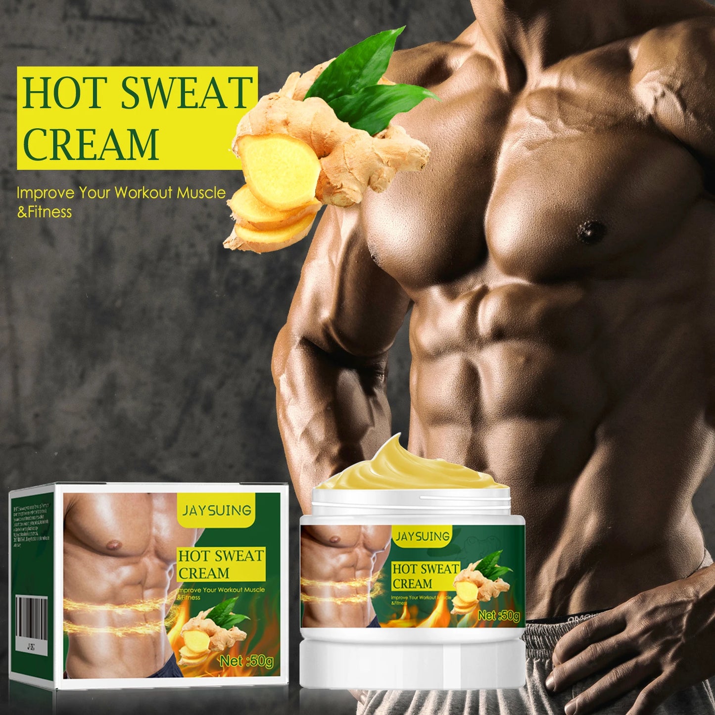 Massage Cream for Men for Body Care, Warming Sensation, Post-Workout Recovery, Skin Hydration, Firming Routine, Non-Greasy, 50g