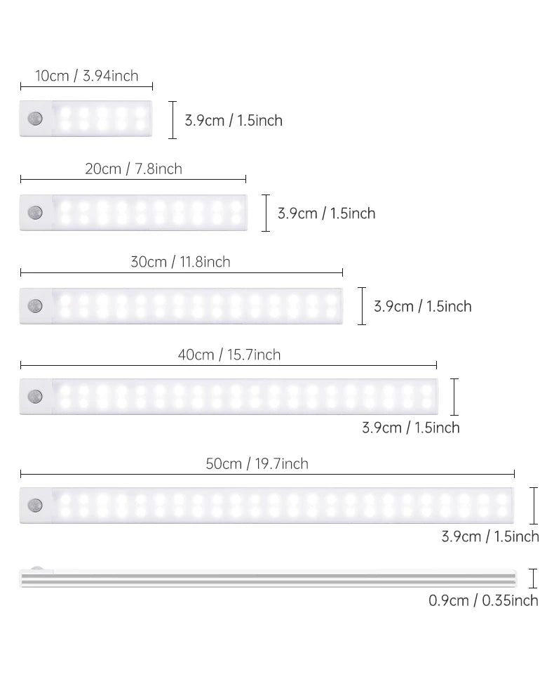 Wireless LED Night Light with Motion Sensor, USB Rechargeable Night Lamp for Wardrobe, Under Cabinet Lighting for Kitchen