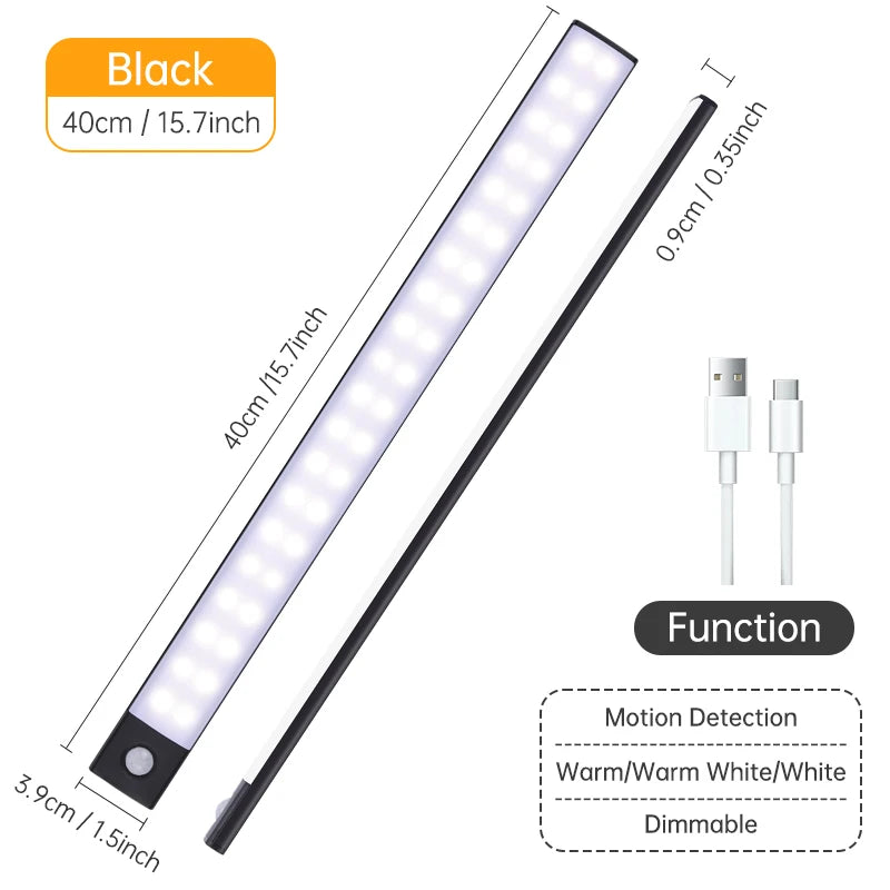Wireless LED Night Light with Motion Sensor, USB Rechargeable Night Lamp for Wardrobe, Under Cabinet Lighting for Kitchen