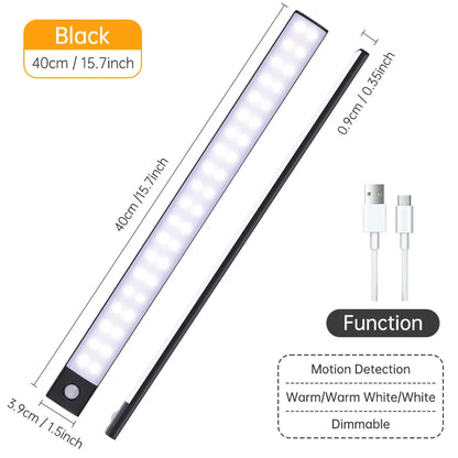 Wireless LED Night Light with Motion Sensor, USB Rechargeable Night Lamp for Wardrobe, Under Cabinet Lighting for Kitchen