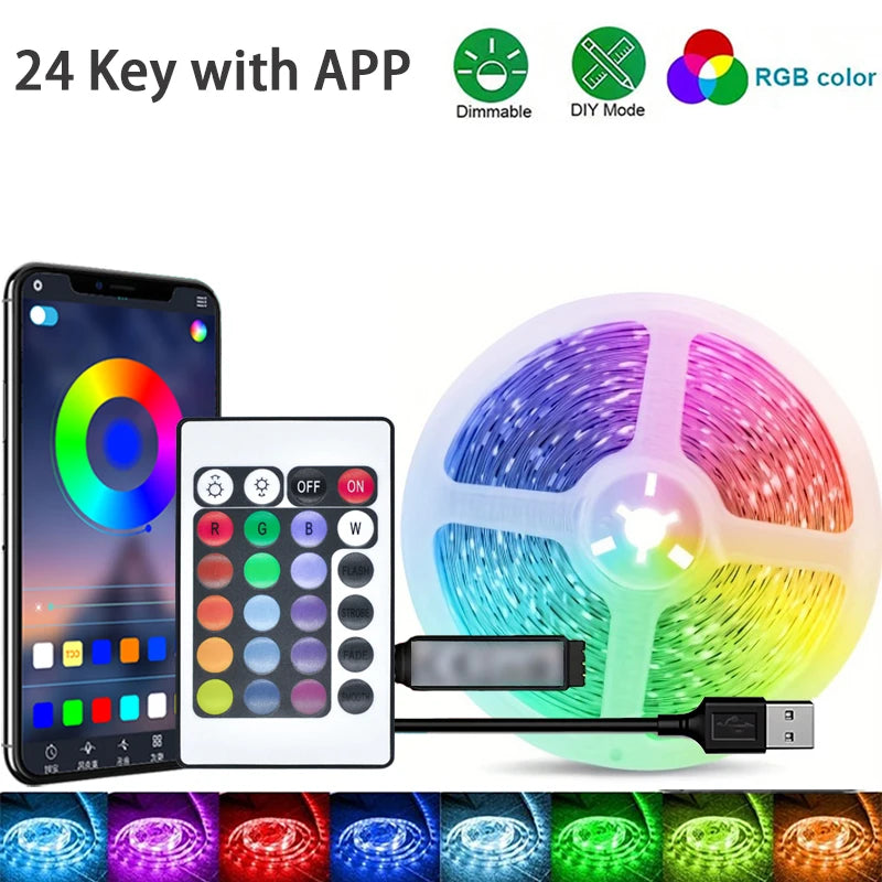 Tira de Luces LED RGB con Control por App – 1M a 40M, USB 5V, Multicolor para Habitación