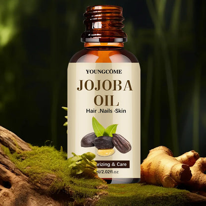 Aceite de jojoba orgánico, aceite hidratante puro para rostro, cabello, piel y uñas |   Relaxador de cabello con aceite portador sin hexano prensado en frío natural