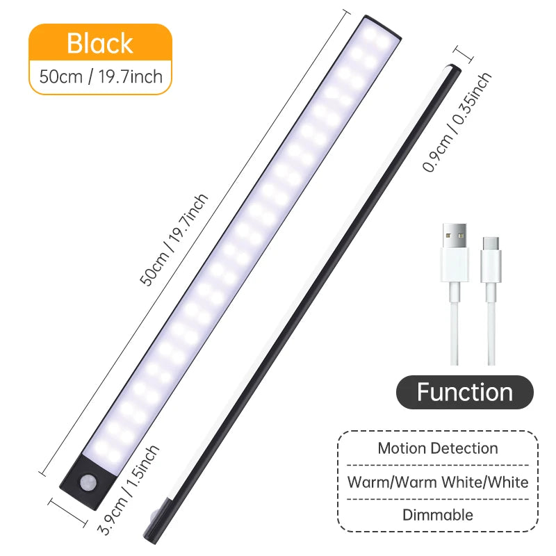 Wireless LED Night Light with Motion Sensor, USB Rechargeable Night Lamp for Wardrobe, Under Cabinet Lighting for Kitchen