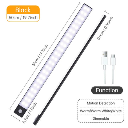 Wireless LED Night Light with Motion Sensor, USB Rechargeable Night Lamp for Wardrobe, Under Cabinet Lighting for Kitchen