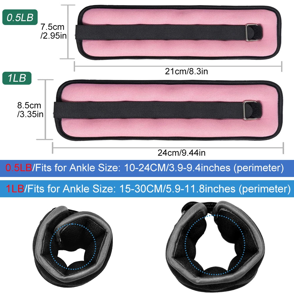 1 Pair Ankle and Wrist Weights (0.25kg/0.5kg each pack) for Women and Men, New Leg and Arm Weights Set with Adjustable Straps for Exercise
