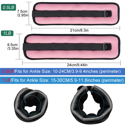 1 Pair Ankle and Wrist Weights (0.25kg/0.5kg each pack) for Women and Men, New Leg and Arm Weights Set with Adjustable Straps for Exercise