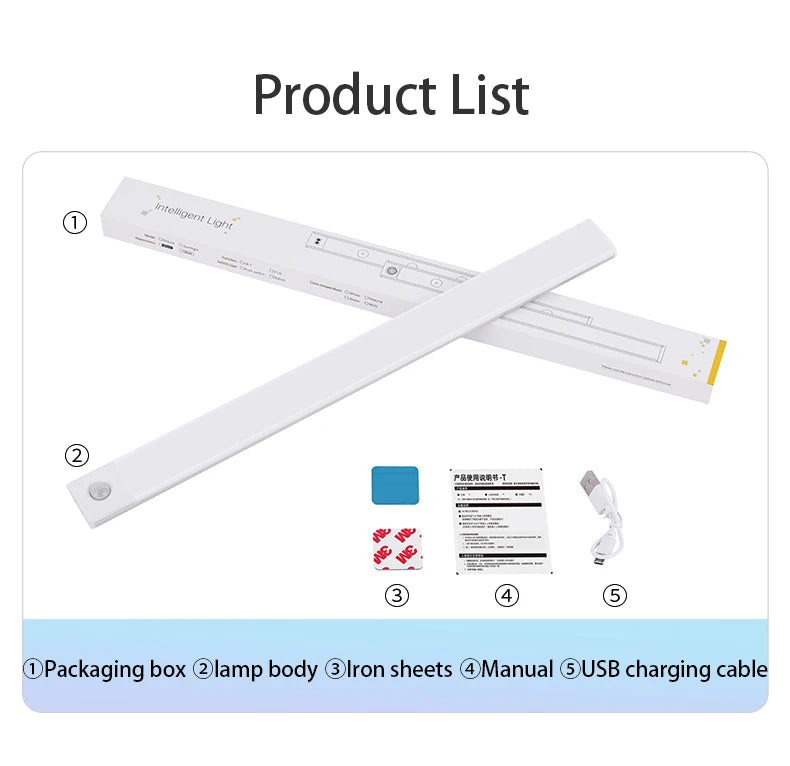 Wireless LED Night Light with Motion Sensor, USB Rechargeable Night Lamp for Wardrobe, Under Cabinet Lighting for Kitchen