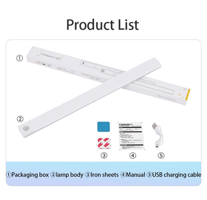Wireless LED Night Light with Motion Sensor, USB Rechargeable Night Lamp for Wardrobe, Under Cabinet Lighting for Kitchen