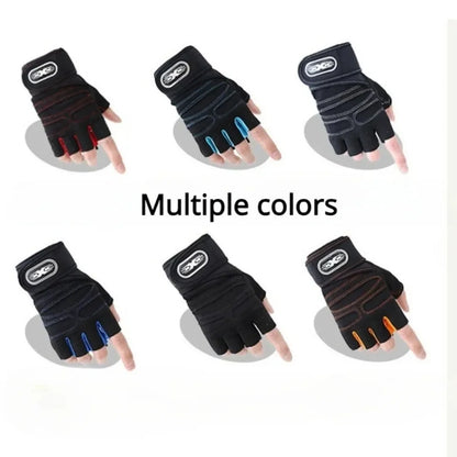 Guantes de Gimnasio Unisex con Soporte de Muñeca – Medio Dedo para Pesas, Ciclismo y Culturismo