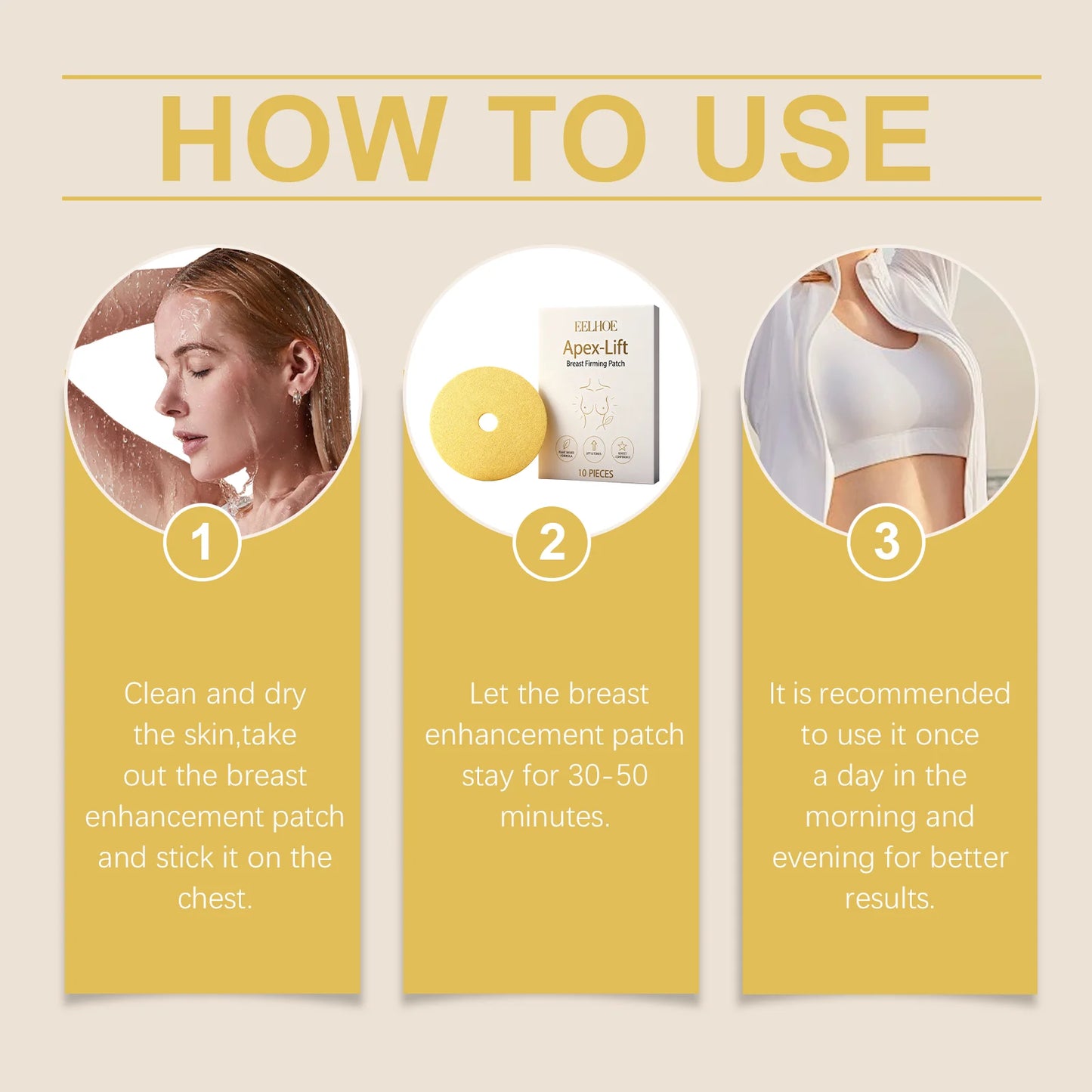Breast lift patch, 10 Pcs, firming and shaping, skin care, hydrolyzed collagen, infusion, invisible and comfortable women's clothing