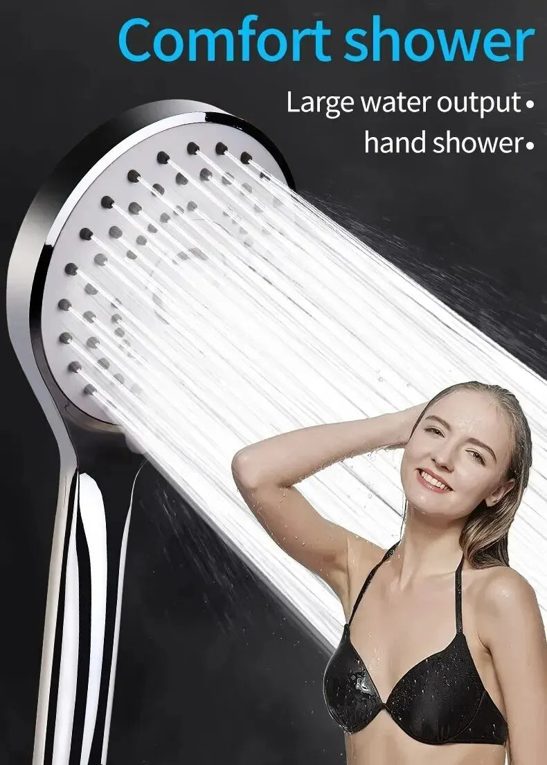 Pressurized Handheld Shower Head Set for Bathroom, Shower Nozzle, Large Water Outlet, 5 Modes, Universal Fit, Water Saving