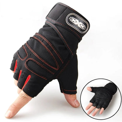 Guantes de Gimnasio Unisex con Soporte de Muñeca – Medio Dedo para Pesas, Ciclismo y Culturismo