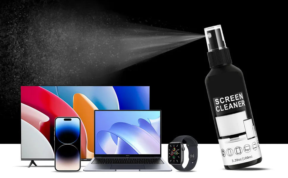 Kit de Limpieza de Pantallas - Spray Limpiador de Vidrio y Paño de Microfibra, Apto para una Variedad de Vidrios, Lentes de Cámara