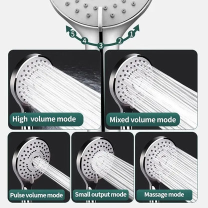 Pressurized Handheld Shower Head Set for Bathroom, Shower Nozzle, Large Water Outlet, 5 Modes, Universal Fit, Water Saving
