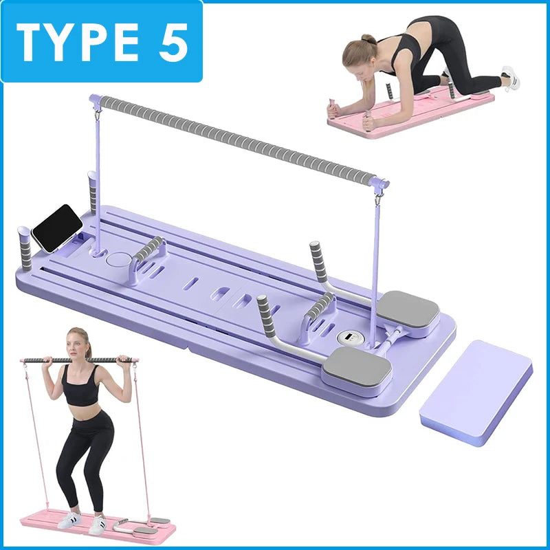 Multifunctional Pilates Board, Abdominal Exercise Board, Resistance Bands for Fitness, Leg, Arm and Back Training for Home and Office