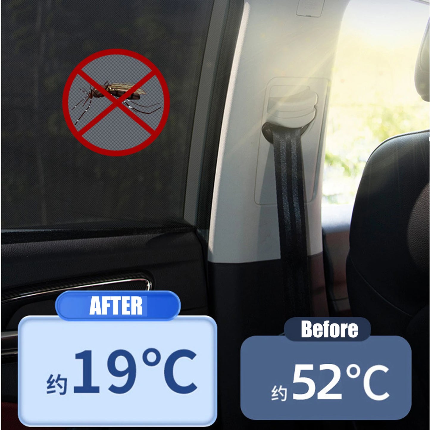 Parasol Antimosquitos para Auto | Malla Doble Capa UV | Set 2 o 4 Uds. Universal