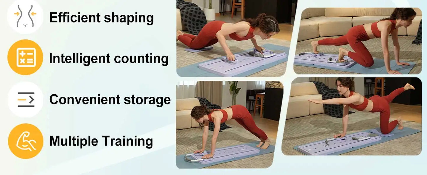 Multifunctional Pilates Board, Abdominal Exercise Board, Resistance Bands for Fitness, Leg, Arm and Back Training for Home and Office