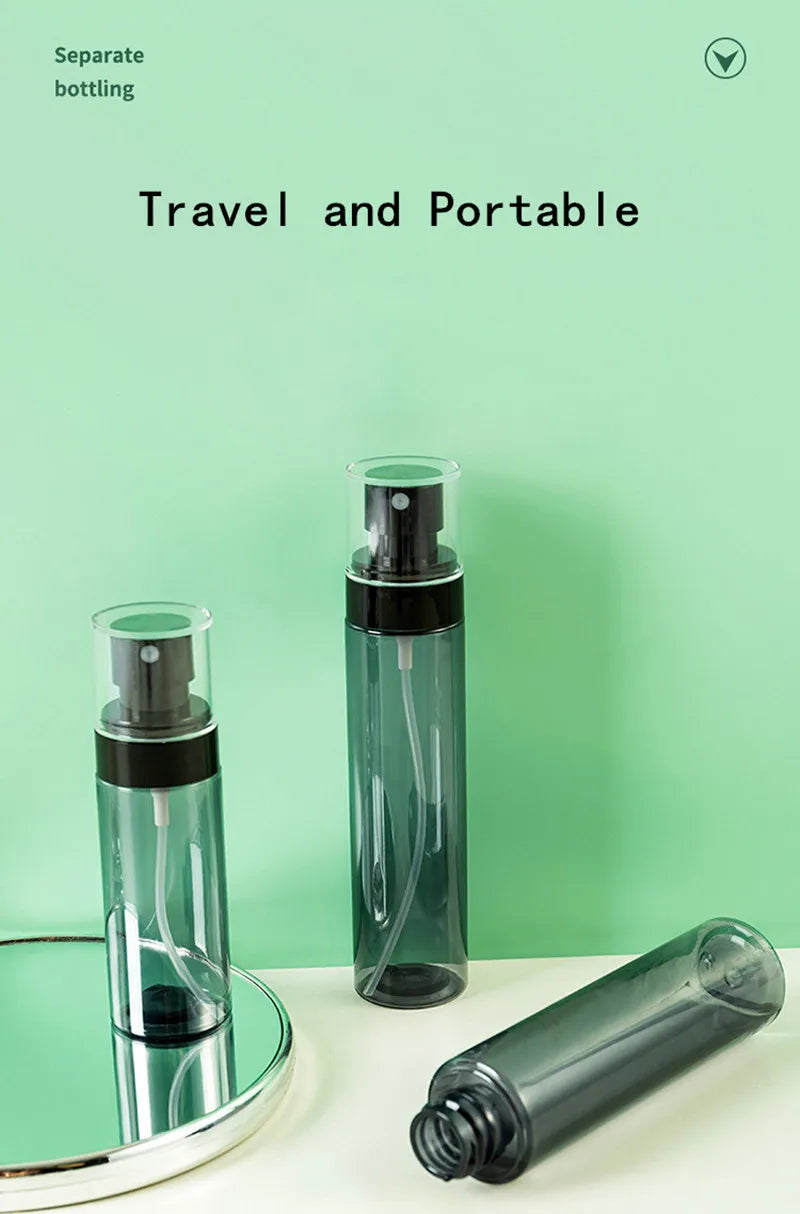 Botella pulverizadora esterilizada con Alcohol, dispensador de tóner para cosméticos, botella vacía con pulverizador en movimiento, portátil, para viaje, 30/60/80/100/120ml