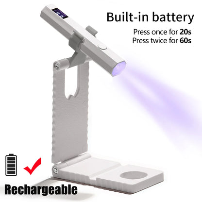 LINMANDA Mini Handheld UV Nail Light for Gel Nails Portable UV Nail Lamp Rechargeable LED Nail Lamp for Nails Desktop Holder for Nail Art