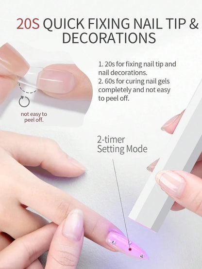 LINMANDA Mini Handheld UV Nail Light for Gel Nails Portable UV Nail Lamp Rechargeable LED Nail Lamp for Nails Desktop Holder for Nail Art