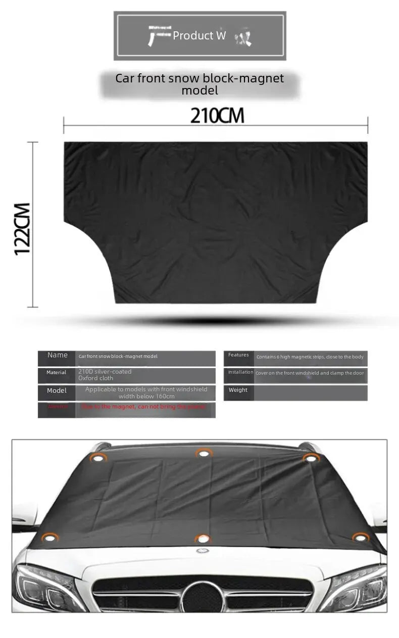 Magnetic absorption storage bag for car, waterproof sunshade, sun protector, Universal fit, front row, all models