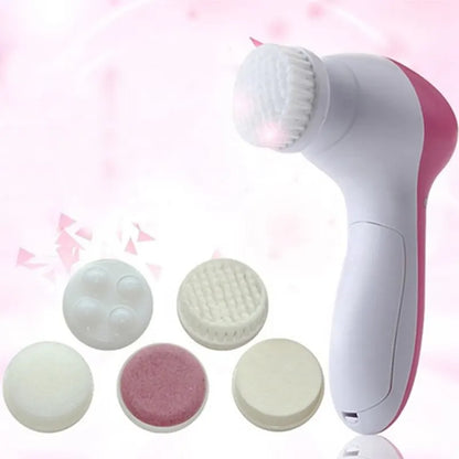 5-in-1 Electric Facial Cleanser, Facial Cleansing Brush, Washing Machine, Spa, Skincare, Massager, Blackheads, Facial Cleansing Tools