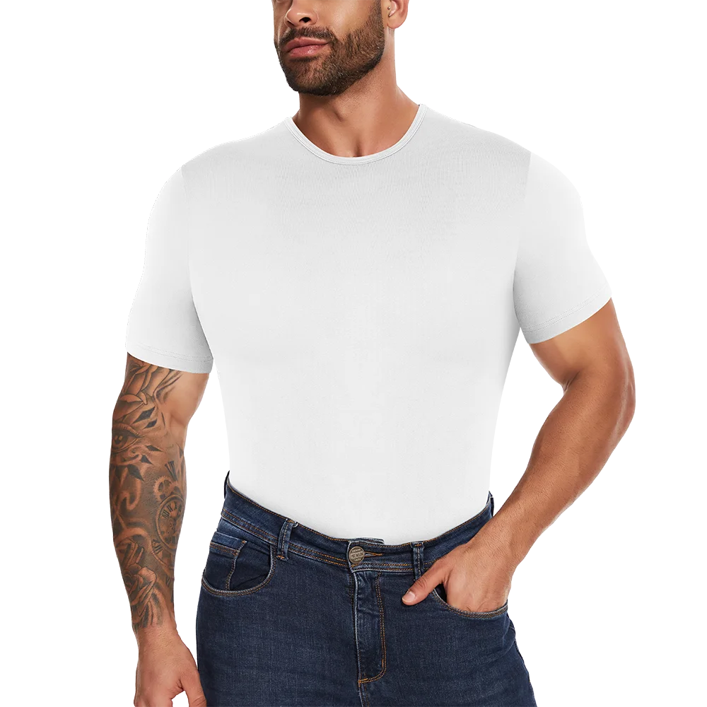 Body Moldeador de Manga Corta para Hombre – Control de Barriga y Entrenador de Cintura