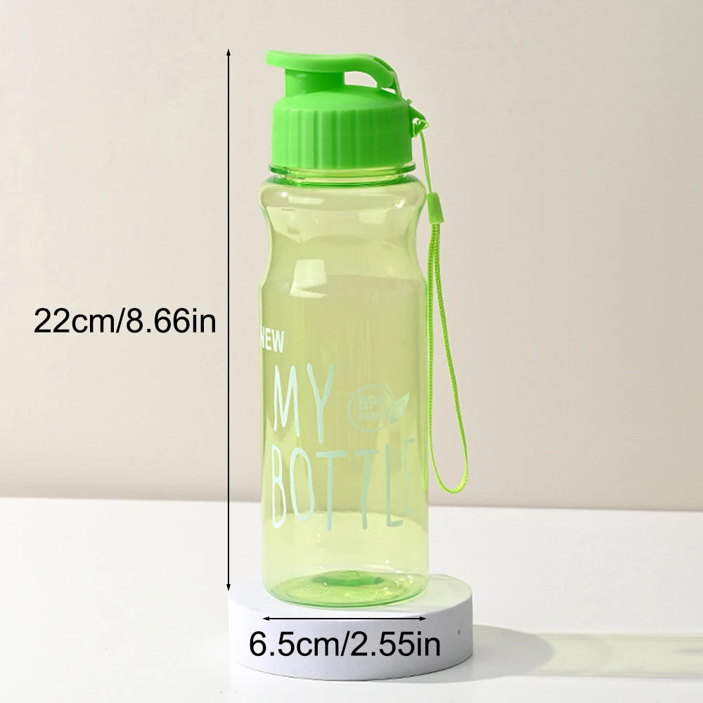 Botella Deportiva 550ml Tritan Transparente – Cuerda Anticaída, Tapa con Clic, Aislamiento Térmico