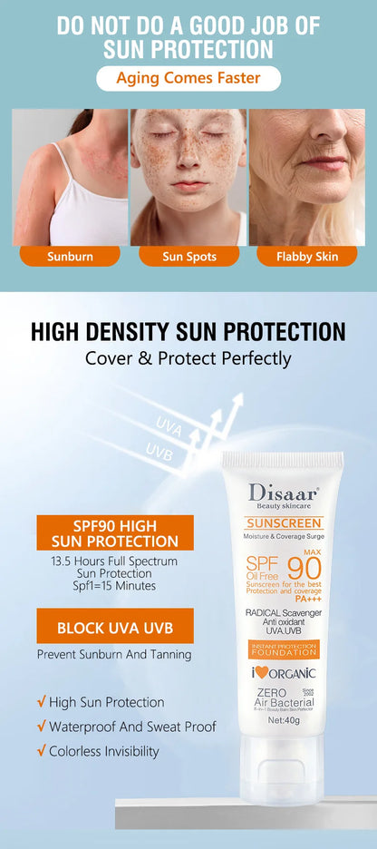 Facial Body Sunscreen, Waterproof, SPF 90+ UV, Sunblock, Skin Protective Cream, Anti-sun Facial Protection Cream for the Beach