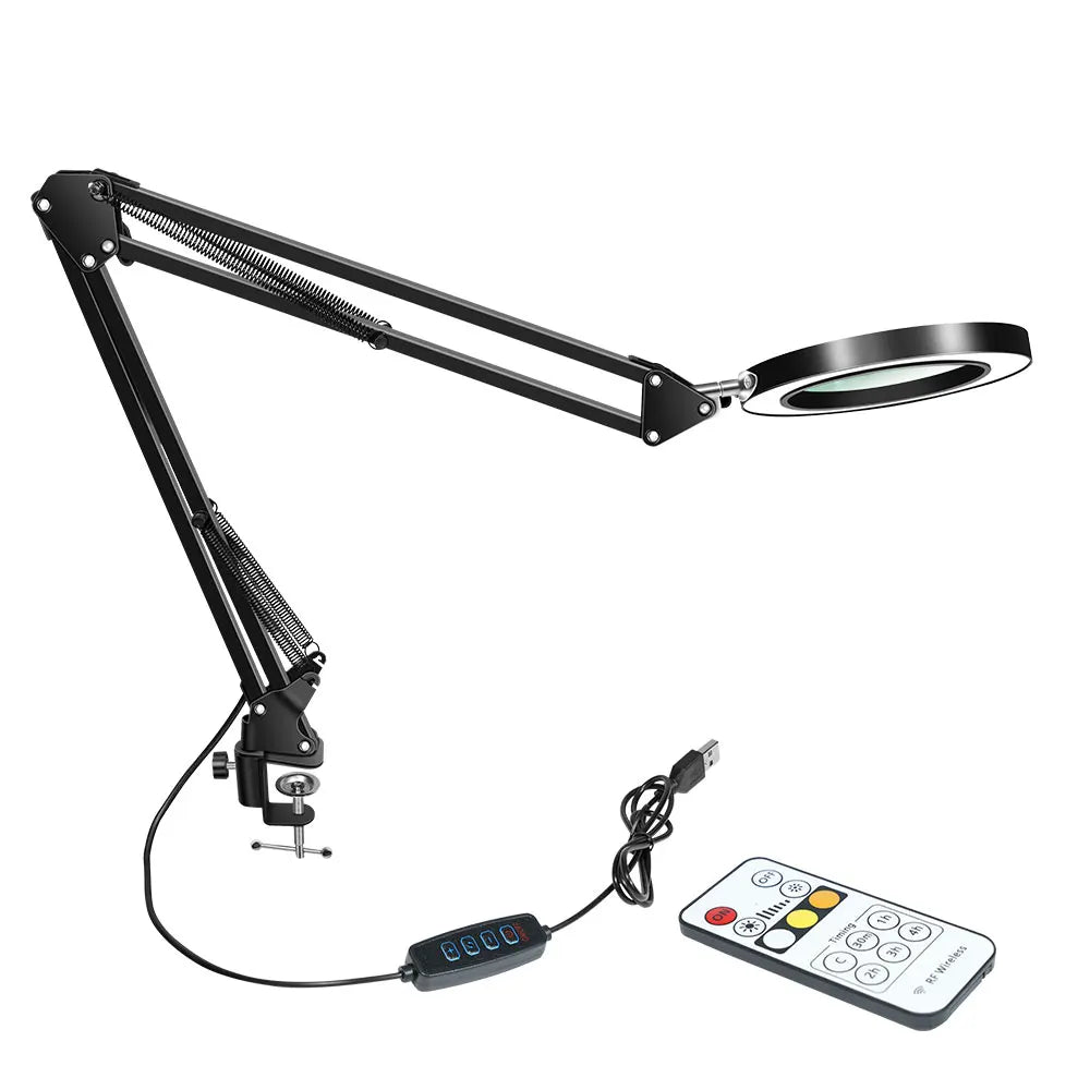 Lupa LED 72 Luces con Brazo Articulado – Aumento 8X/10X, 3 Modos de Color, USB