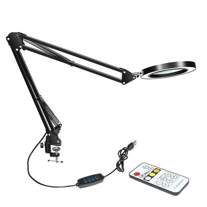 Lupa LED 72 Luces con Brazo Articulado – Aumento 8X/10X, 3 Modos de Color, USB