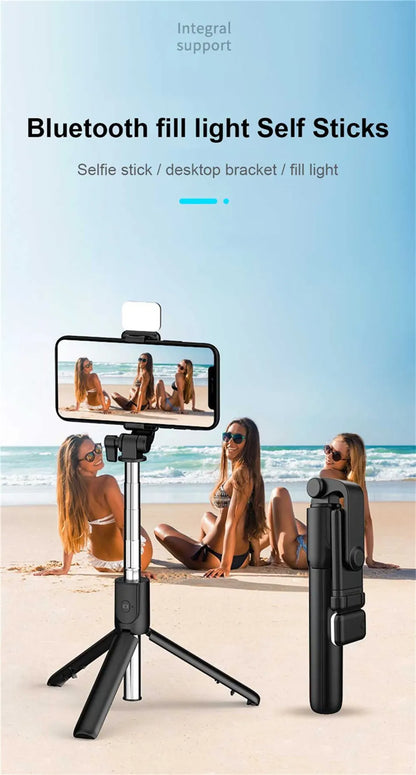 New Bluetooth Selfie Stick, Mobile Phone Holder, Multifunctional Portable Retractable Mini Tripod with Wireless Remote Shutter
