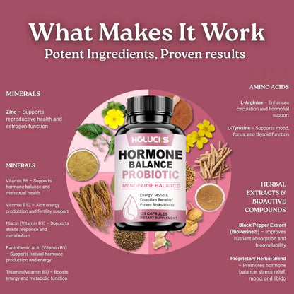 Probiotic for Hormonal Balance, Supports Menopausal Balance, Relieves Fatigue, Mood Swings, Improves Digestion and Metabolism
