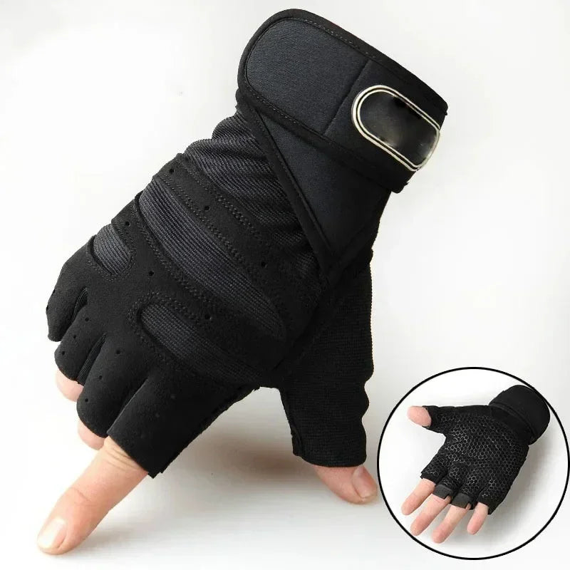 Guantes de Gimnasio Unisex con Soporte de Muñeca – Medio Dedo para Pesas, Ciclismo y Culturismo