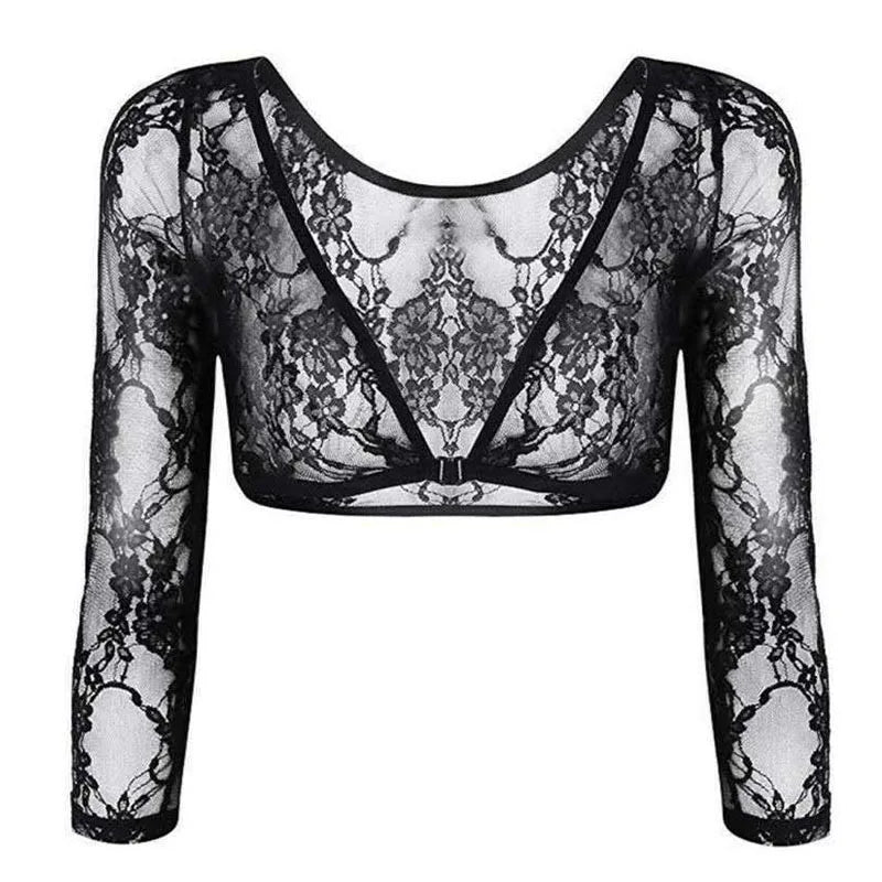 Women's 3XL Arm Shaper, Seamless Mesh Side Shapewear, Slimming Crop Top, Tops Blouses, White Black Skin