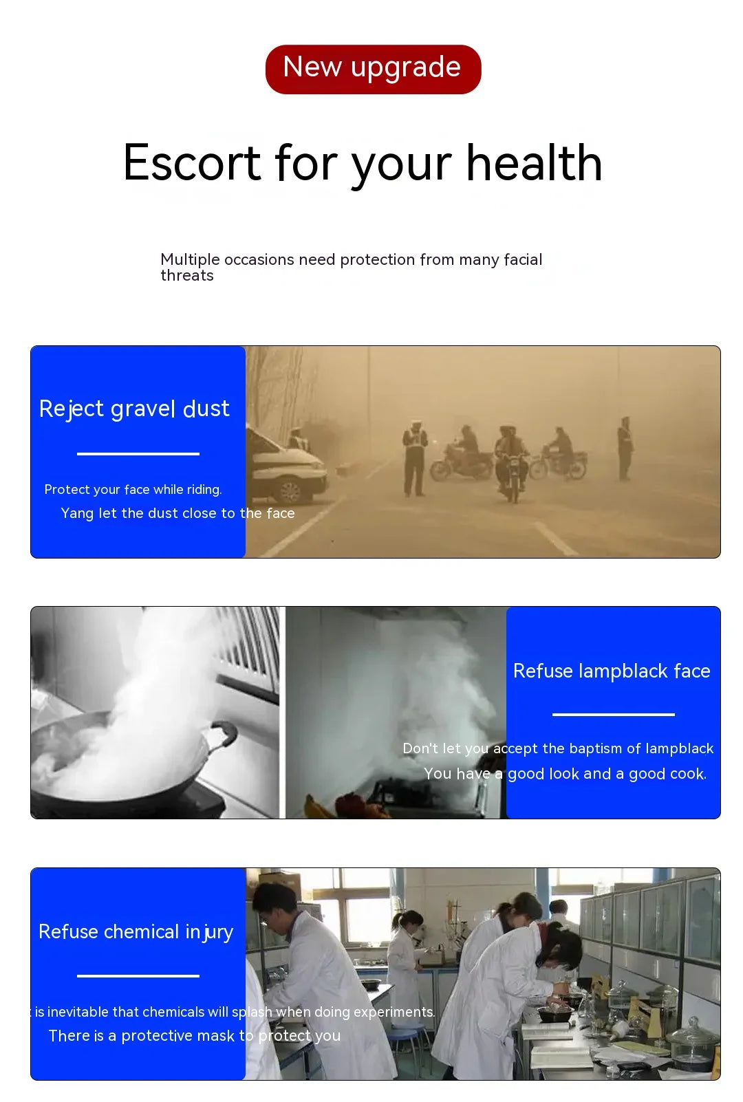 Transparent Face Shield for Work, Anti-fog Oil-proof Full Face Mask for Kitchen